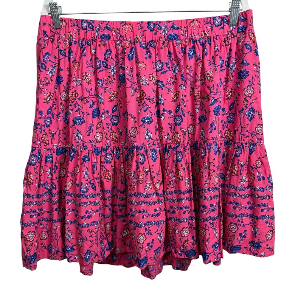 Lane Bryant Pink Floral Drop Waist Skirt Size 14/16 Boho Rayon - Picture 1 of 9